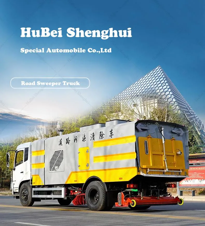 Chinese 190HP 230HP Euro 2 Euro 3 Euro 4 Euro 5 Clean Water Tank 9 Cbm Waste Water Tank 7 Cbm High Pressure Road Washing Truck Road Sweeper Truck